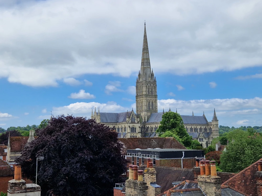 Salisbury Cathedral view from Old George Mall Car Park