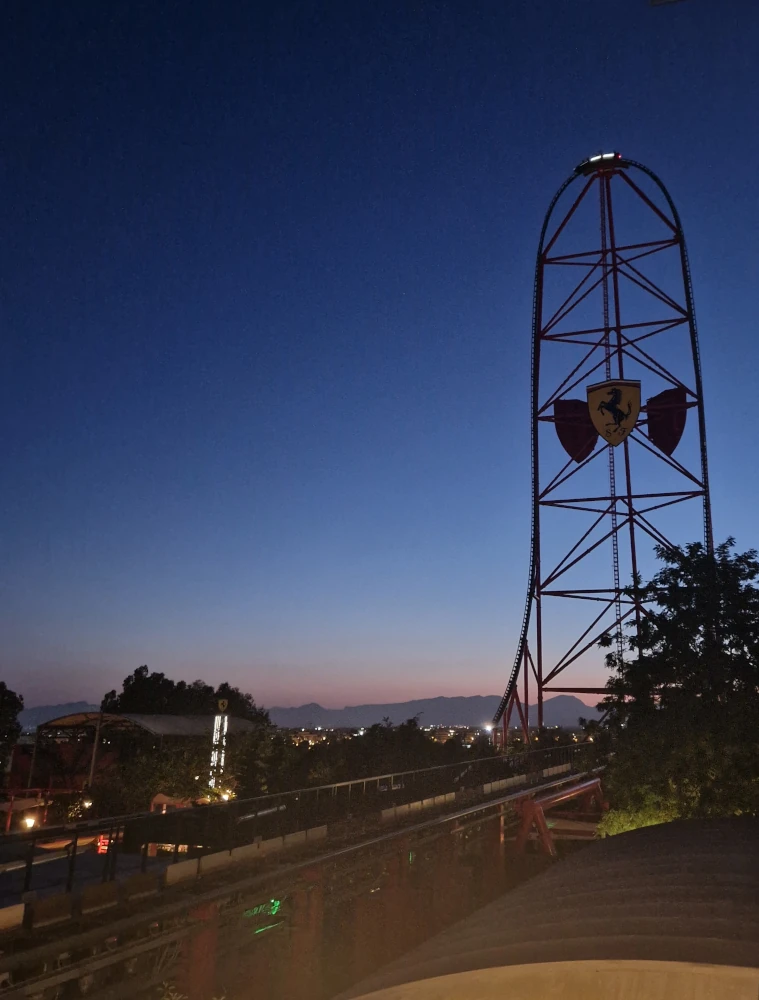 Ferrari Land Red Force at Night