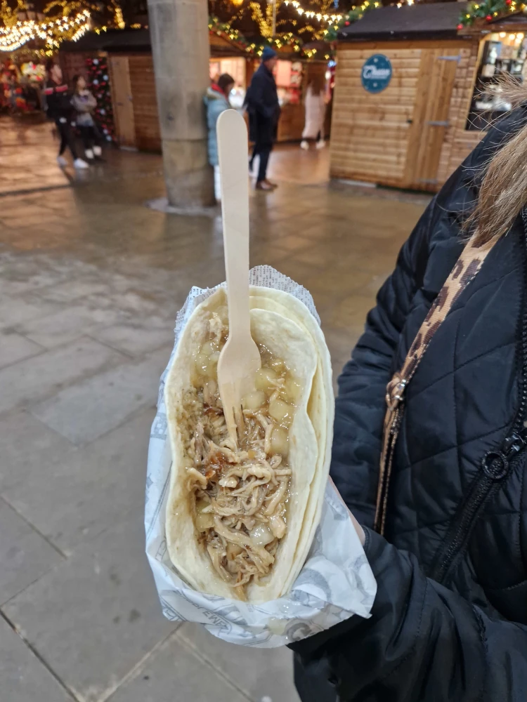 Chester Christmas Market Pulled Pork Wrap