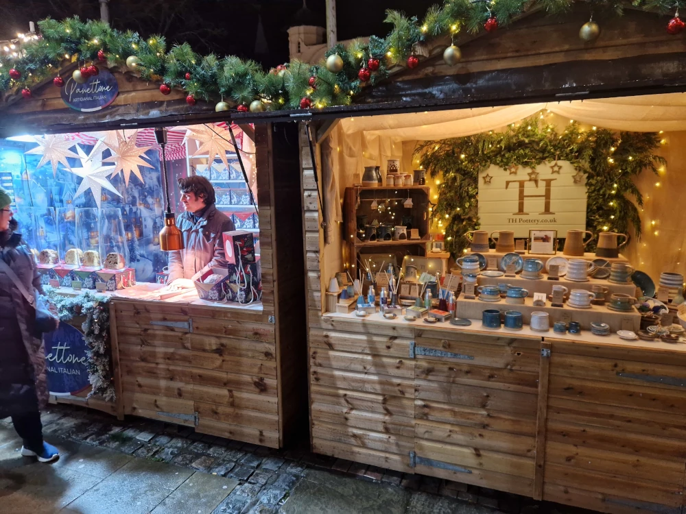 Chester Christmas Market Panettone and Pottery Stalls