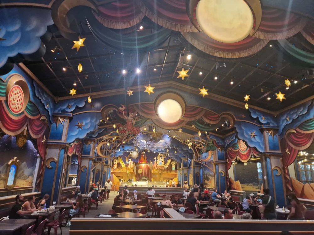 Epic Universe Pizza Moon Interior