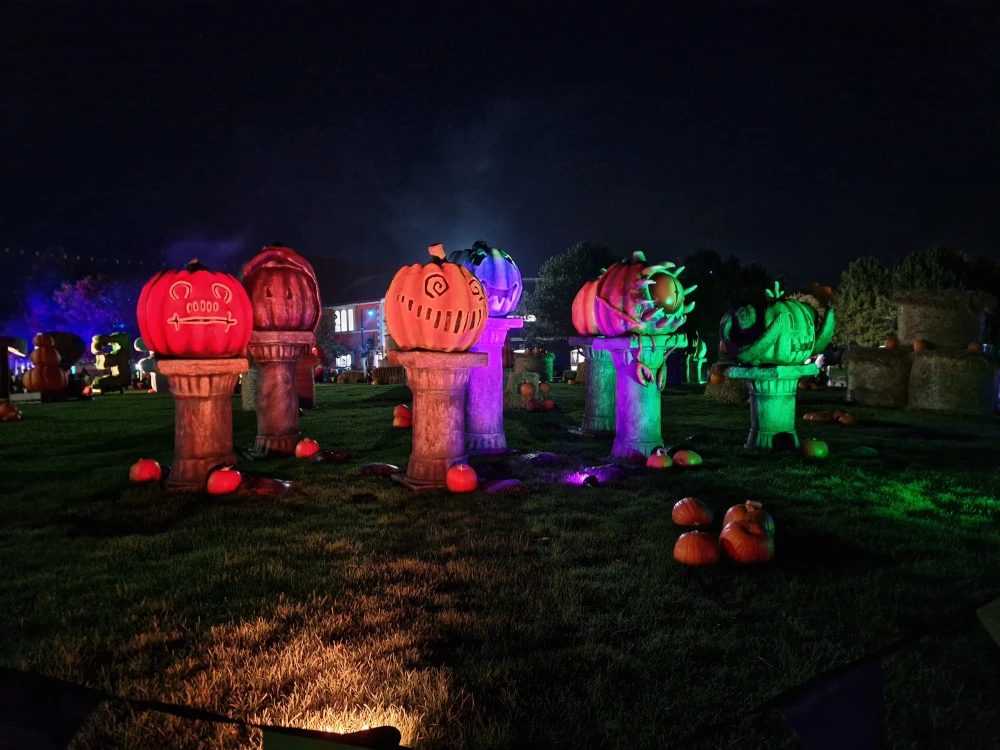Alton Towers Scarefest Pumpkins at night