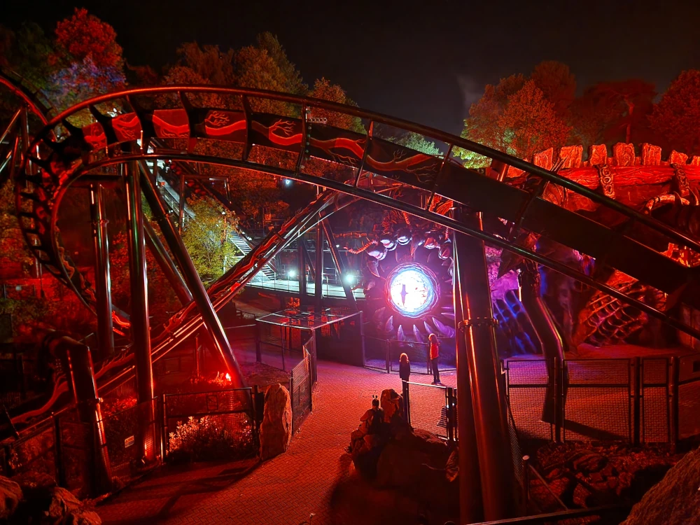Alton Towers Nemesis at night