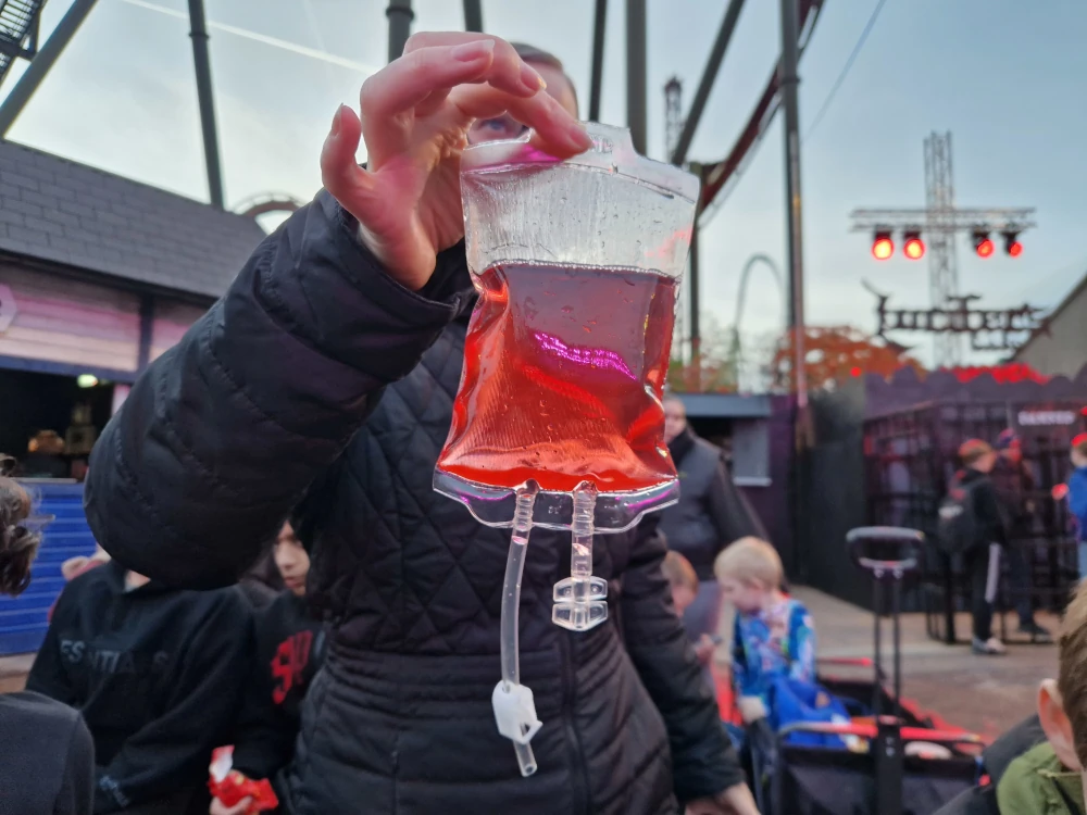 Thorpe Park Blood bag cocktail
