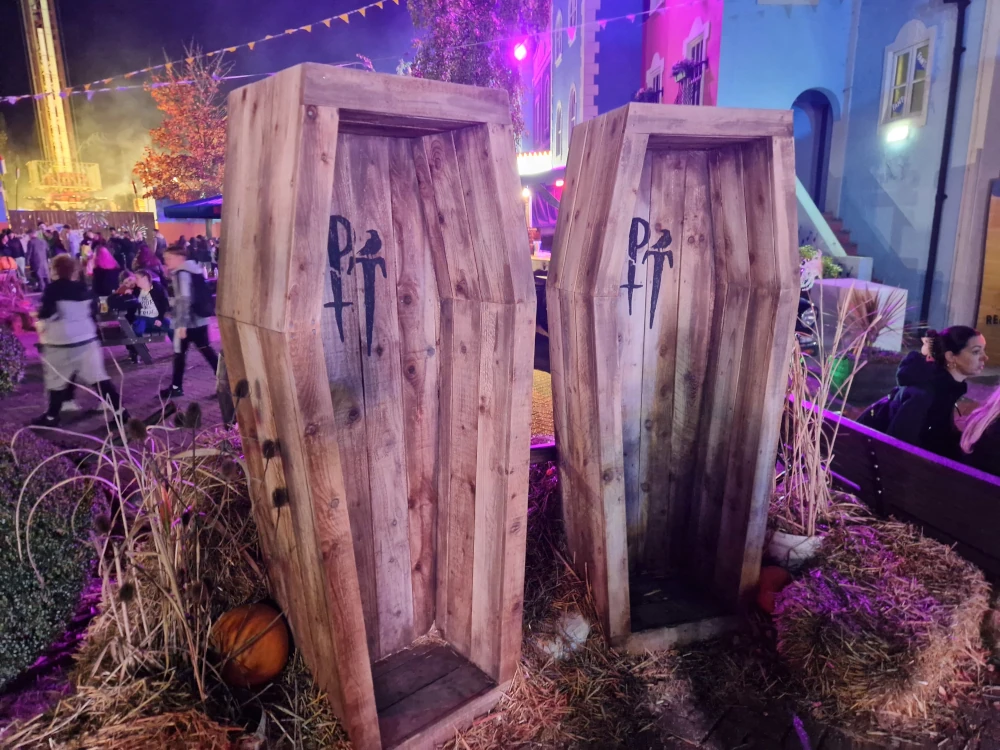 Thorpe Park Halloween Coffins