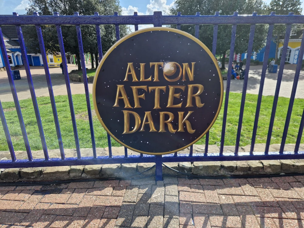 Alton Towers Alton After Dark sign